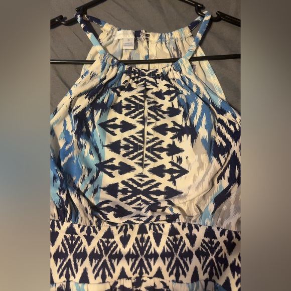 London Times Women’s Ikat Halter Dress Blue & White Boho A-Line Flowy Size 4 - Picture 9 of 11